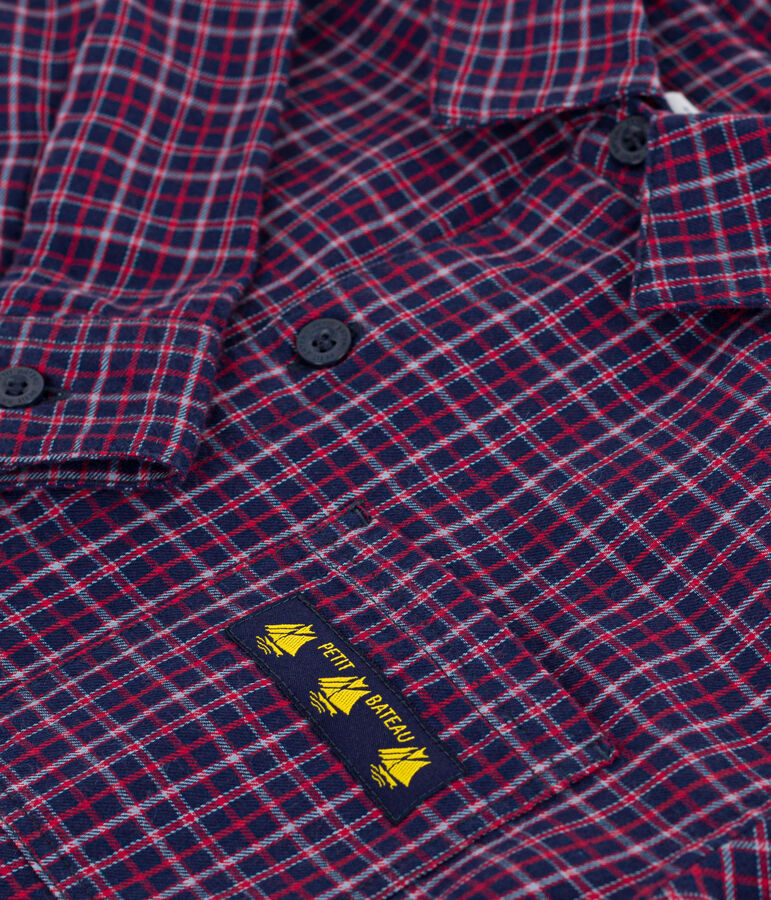 Chemise enfant en flanelle &agrave; carreaux bleu SMOKING/blanc MULTICO