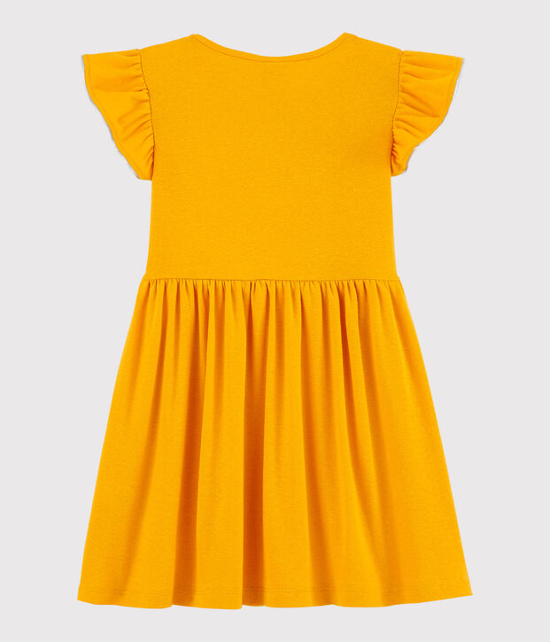 Robe manches courtes en coton et lin enfant fille jaune
