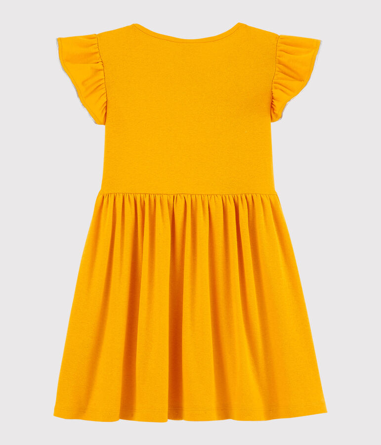 Robe manches courtes en coton et lin enfant fille jaune
