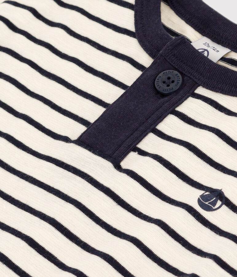 Tee-shirt manches courtes en jersey flamm&eacute; b&eacute;b&eacute; blanc AVALANCHE/bleu SMOKING