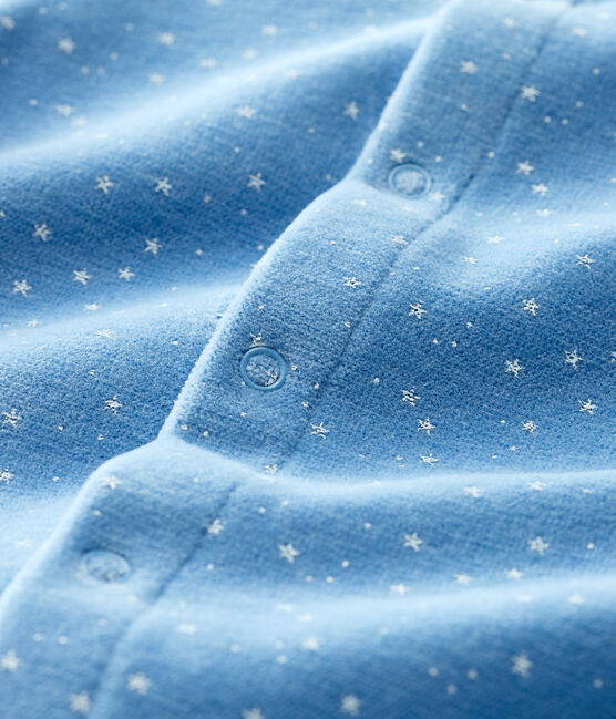 Dors-bien petites étoiles bébé en velours de coton biologique bleu ALASKA/blanc MARSHMALLOW