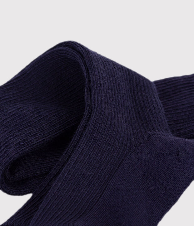 Collant enfant en laine bleu marine