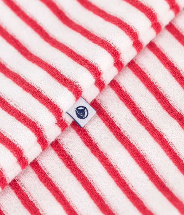 Combinaison courte b&eacute;b&eacute; en coton &agrave; rayures rouge/rouge