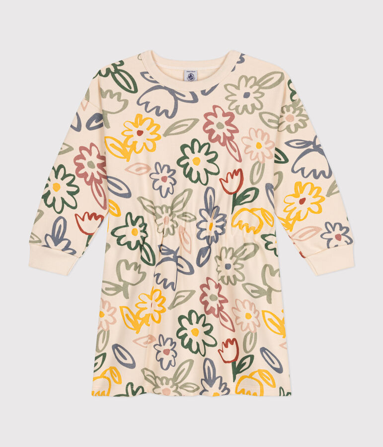 Robe manches longues en molleton enfant fille blanc AVALANCHE/ MULTICO