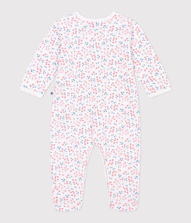 Pyjama b&eacute;b&eacute; en velours imprim&eacute; fleuri blanc/multicouleur