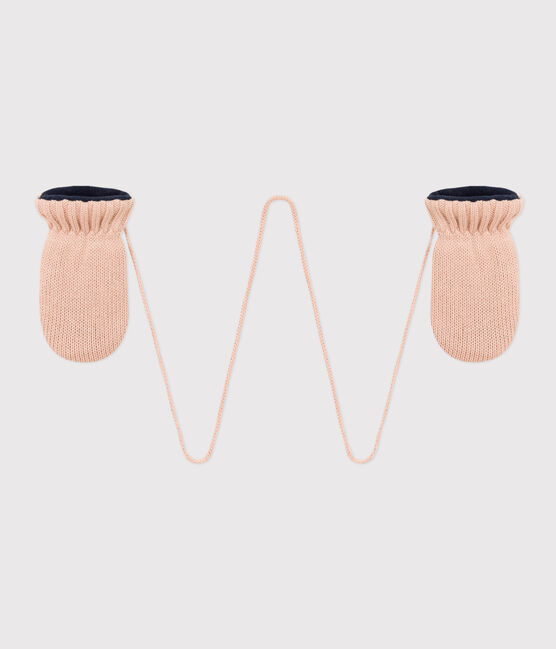 Moufles bébé en tricot doublées en polaire recyclée rose SALINE