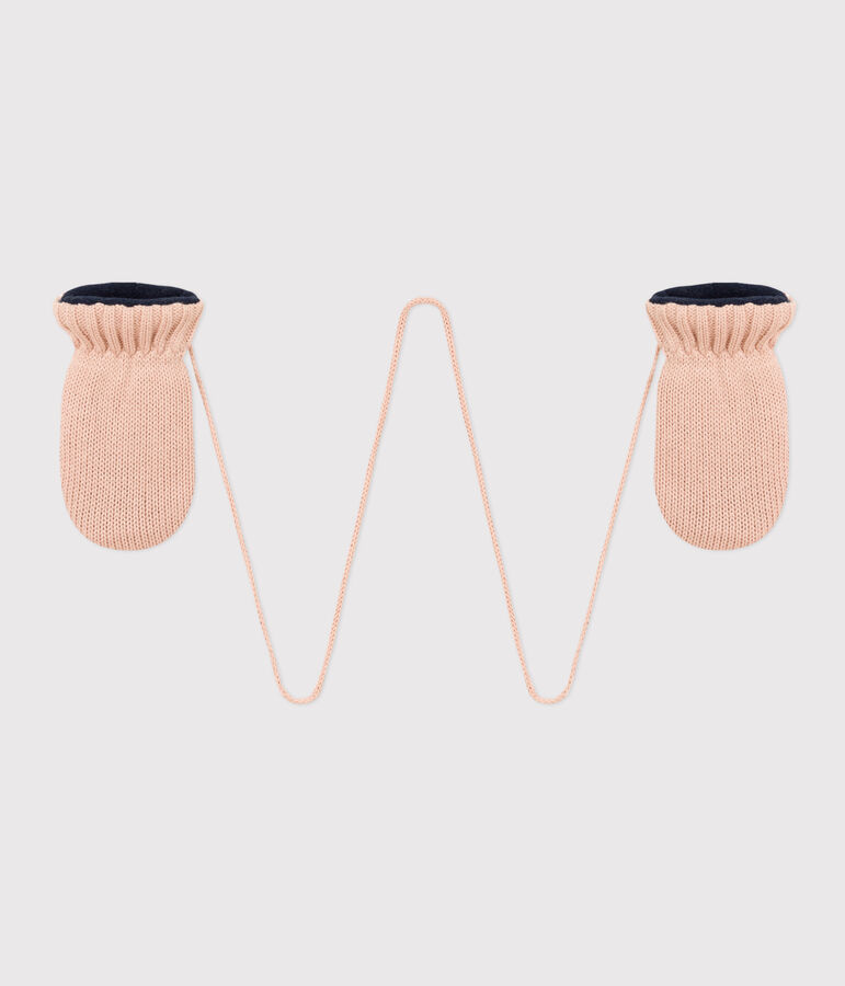 Moufles b&eacute;b&eacute; en tricot doubl&eacute;es en polaire recycl&eacute;e rose SALINE