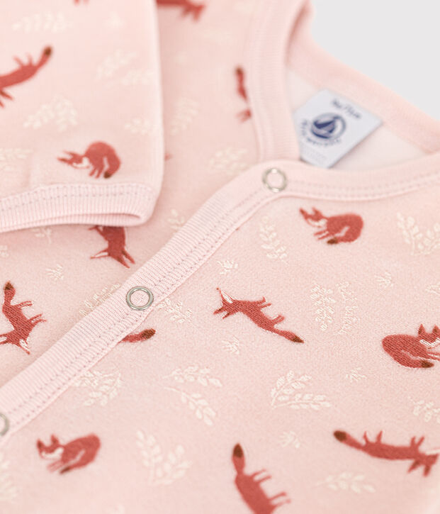 Dors bien en velours b&eacute;b&eacute; rose/&eacute;cru/multicouleur