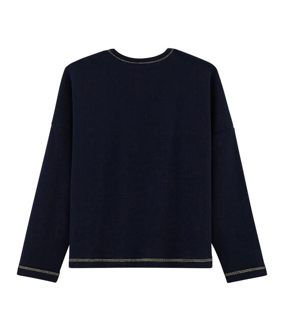 Tee-shirt sérigraphié enfant fille bleu SMOKING