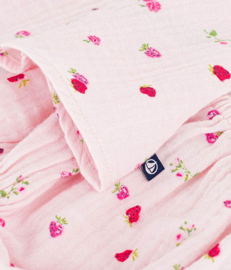Robe b&eacute;b&eacute; en coton avec son bloomer, imprim&eacute;s fleurs rose/multicouleur