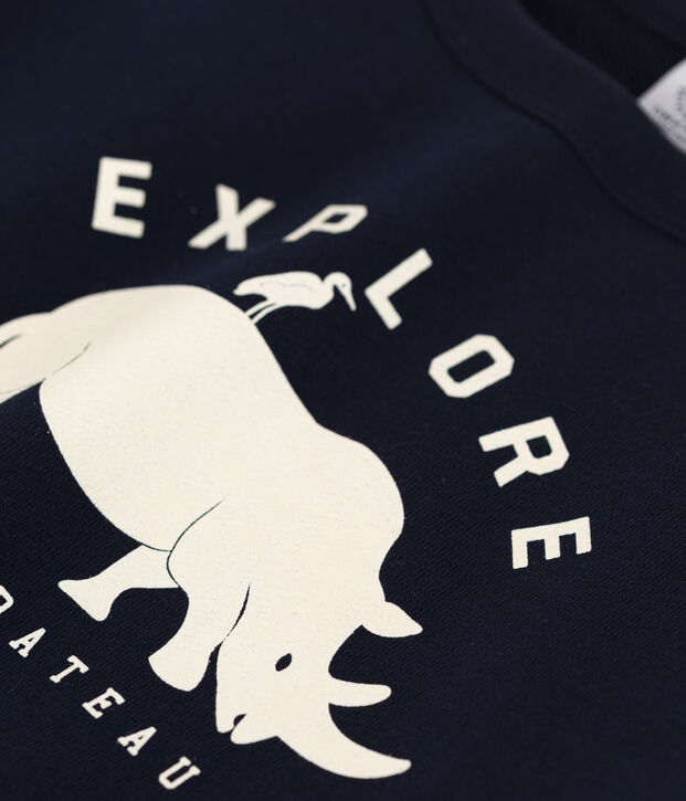 Sweatshirt en molleton enfant gar&ccedil;on bleu marine