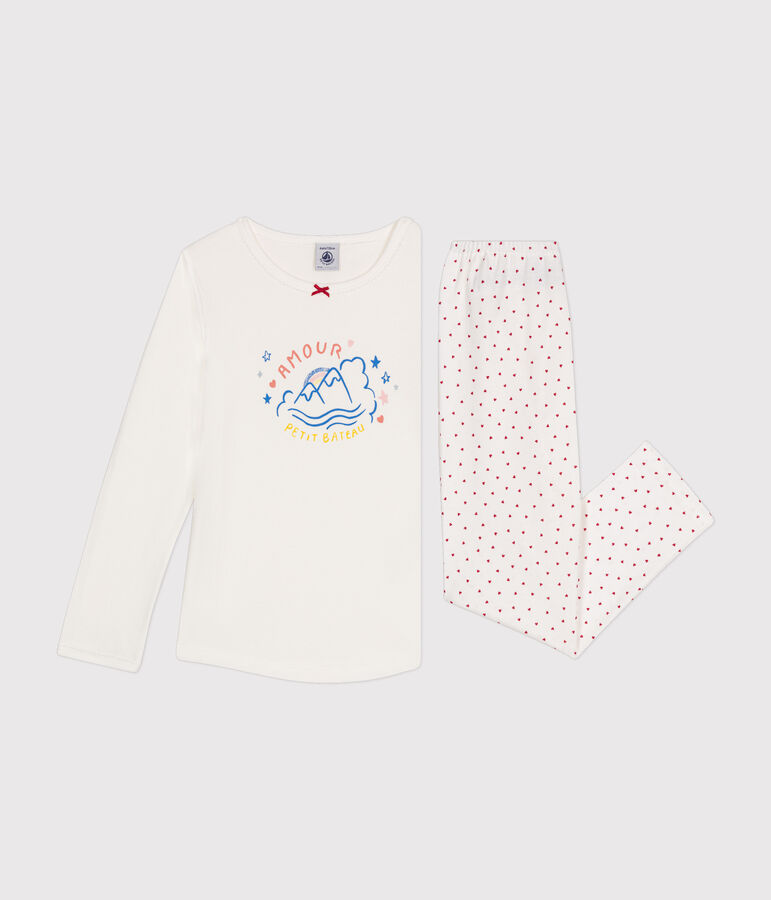 Pyjama en coton enfant blanc MARSHMALLOW/blanc MULTICO