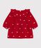 Robe b&eacute;b&eacute; en velours manches longues et broderies motif n&oelig;uds rouge/&eacute;cru
