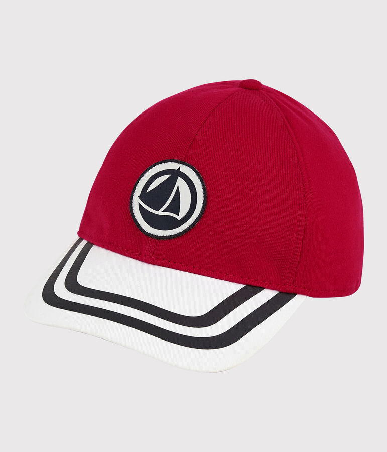 Casquette en molleton enfant gar&ccedil;on rouge/blanc
