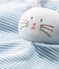 Doudou en côte, la matière emblématique de Petit Bateau. bleu ACIER/blanc MARSHMALLOW
