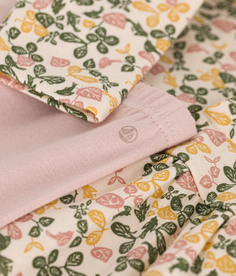 Robe manches longues en tubique et legging en coton b&eacute;b&eacute; blanc AVALANCHE/ MULTICO