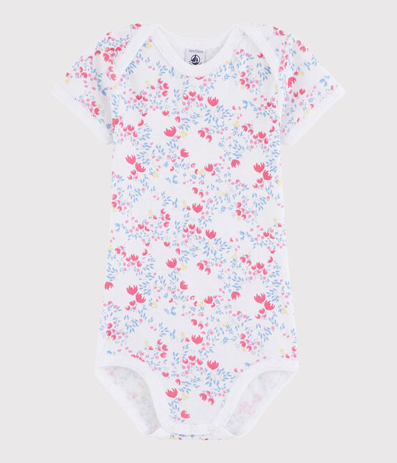 Body manches courtes bébé fille blanc ECUME/rose ROSE/ MULTICO