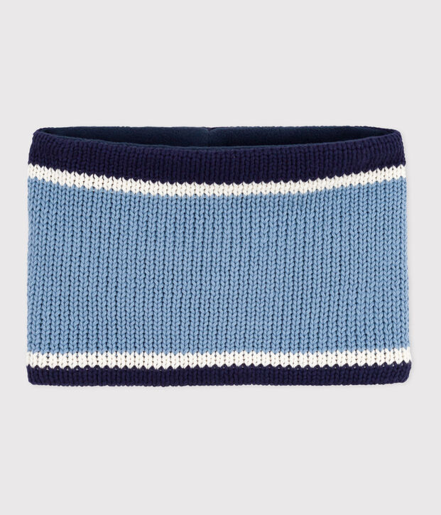 Snood enfant en tricot doubl&eacute; en polaire bleu