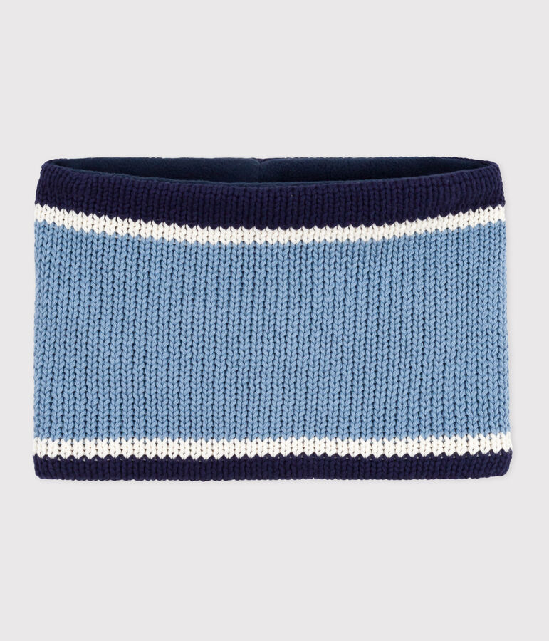Snood enfant en tricot doubl&eacute; en polaire bleu