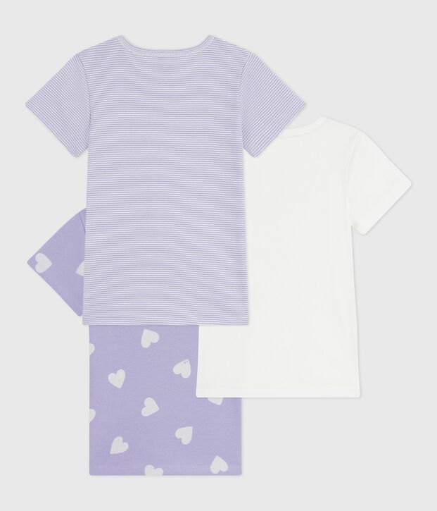 Lot de tee-shirts enfant en coton manches courtes imprim&eacute; c&oelig;urs multicouleur
