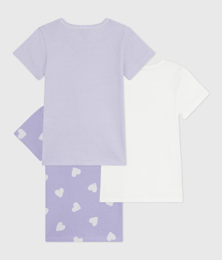 Lot de tee-shirts enfant en coton manches courtes imprim&eacute; c&oelig;urs variante 1