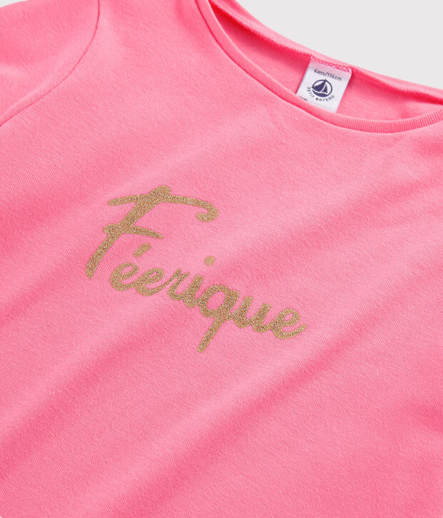 Tee shirt manches longues enfant fille rose