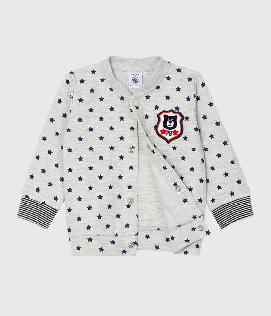 Cardigan bébé garçon en tubique imprimé gris BELUGA/bleu SMOKING