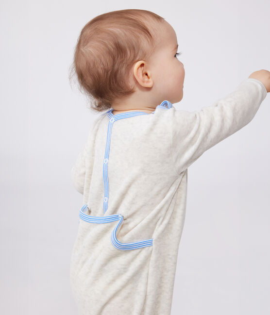 Pyjama bébé en velours ouverture au dos beige MONTELIMAR CHINE