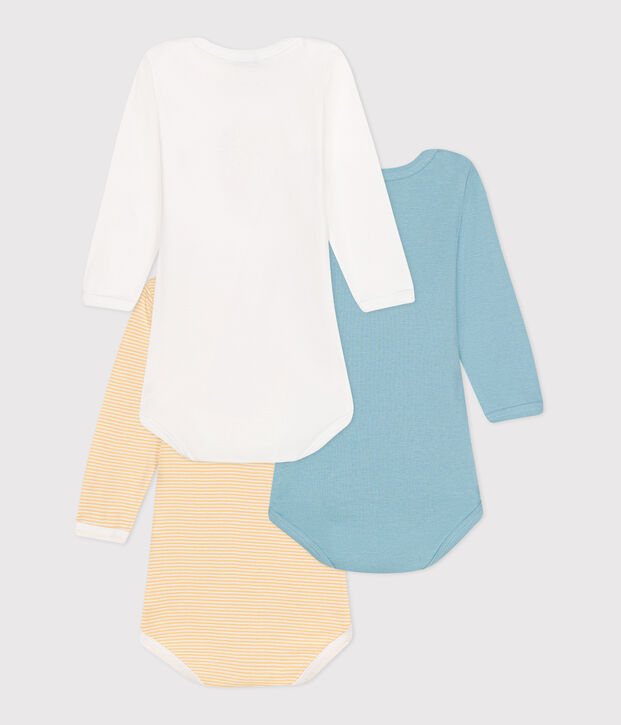 Lot de 3 bodies manches longues en coton b&eacute;b&eacute; multicouleur
