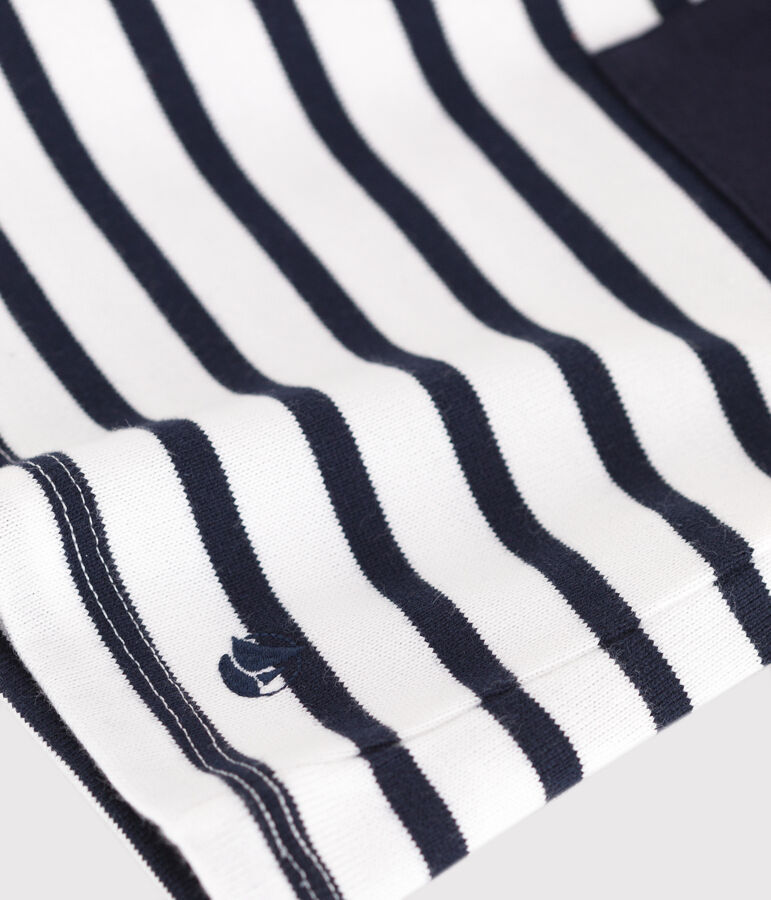 Robe enfant en coton manches courtes blanc MARSHMALLOW/bleu SMOKING