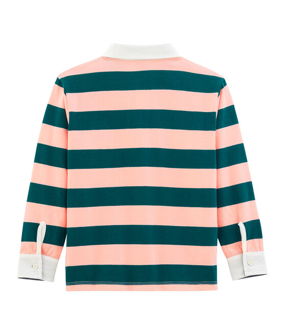 Rugby polo enfant garçon vert PINEDE/rose ROSAKO