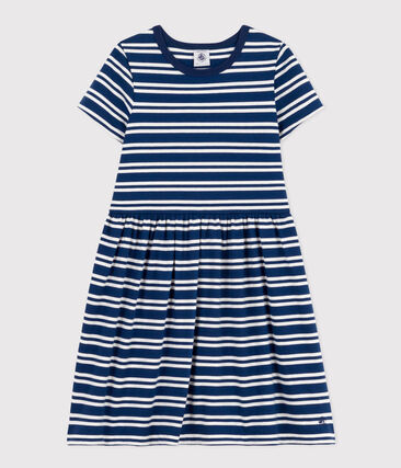 Robe rayée manches courtes en coton enfant fille