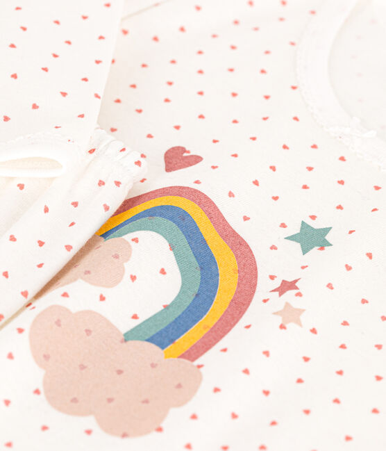 Pyjama en coton imprimé petits cœurs enfant blanc MARSHMALLOW/ PAPAYE