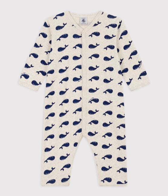 Pyjama bébé sans pieds  en coton baleines marines beige MONTELIMAR/bleu MEDIEVAL