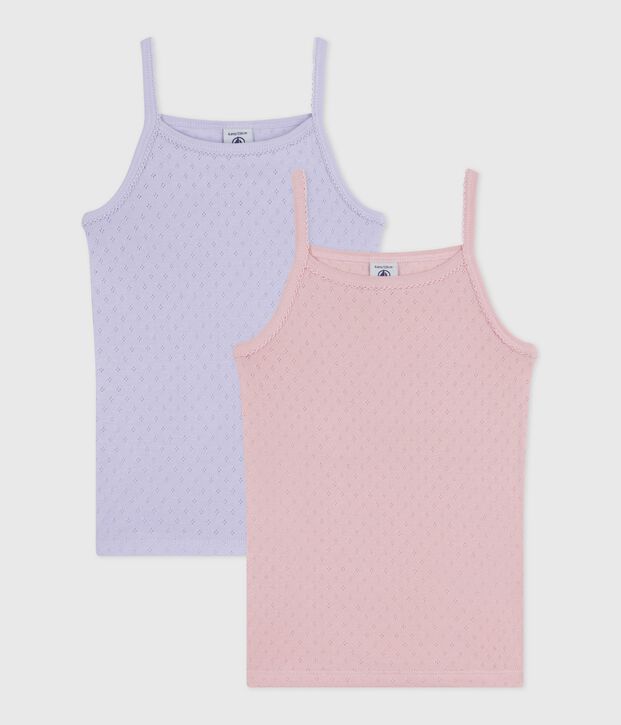 Lot de chemises &agrave; bretelles enfant en coton ajour&eacute; multicouleur