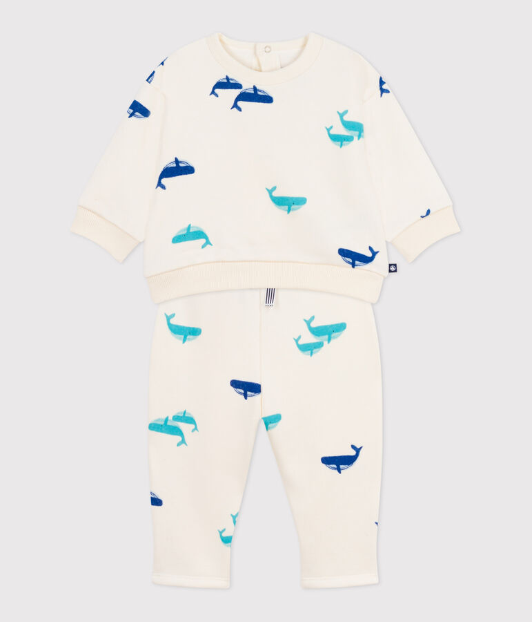 Ensemble sweatshirt et pantalon b&eacute;b&eacute; en coton imprim&eacute; baleine MILK/ MULTICO