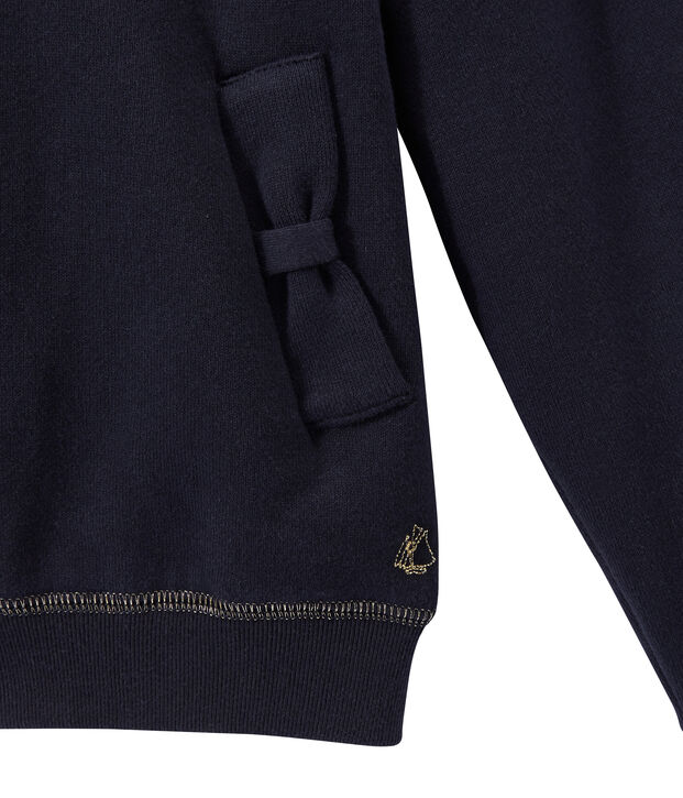 Sweat zipp&eacute; &agrave; capuche fille bleu