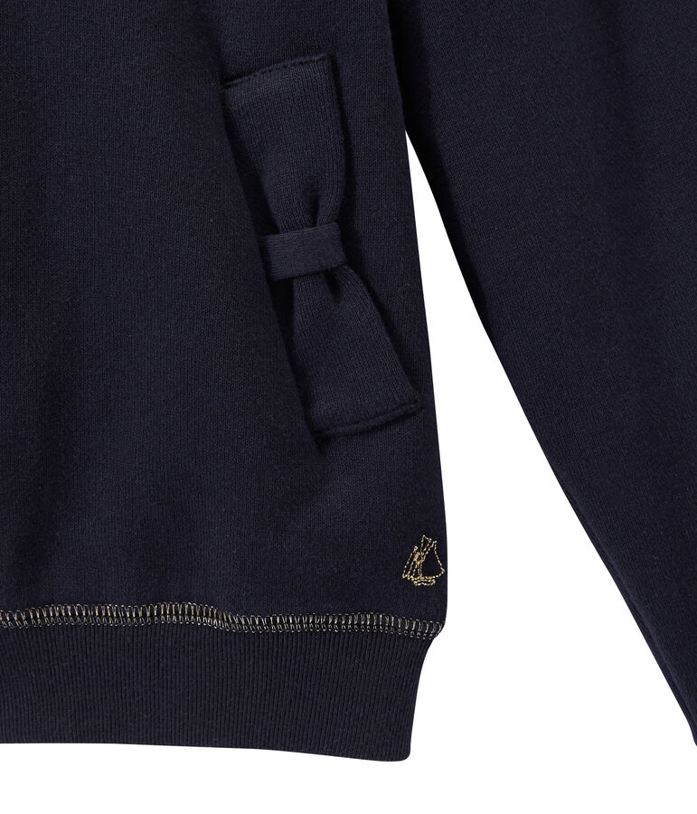 Sweat zipp&eacute; &agrave; capuche fille bleu