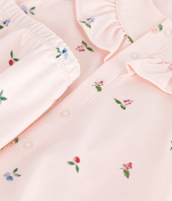 Robe bébé en coton à manches courtes et bloomer imprimé fruits rose FLEUR/blanc MULTICO
