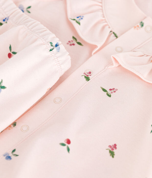 Robe b&eacute;b&eacute; en coton &agrave; manches courtes et bloomer imprim&eacute; fruits rose/multicouleur