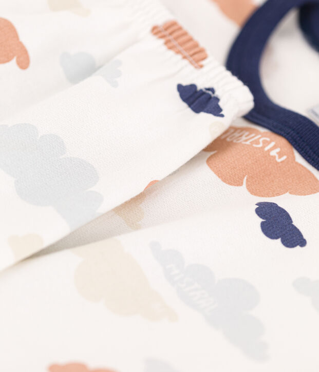 Pyjama nuages en molleton enfant blanc/multicouleur