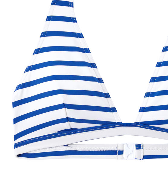Maillot de bain 2 pièces femme rayé blanc MARSHMALLOW/bleu PERSE