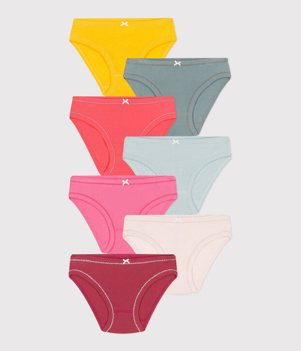 Lot de 7 culottes enfant en coton unies multicouleur