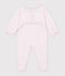 Pyjama b&eacute;b&eacute; en velours avec collerette et ouverture dos uni rose clair