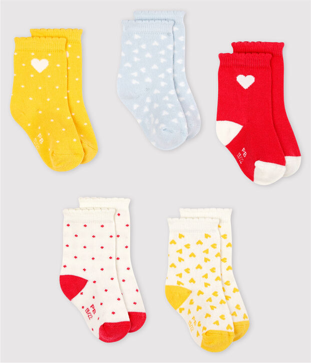 Lot de 5 paires de chaussettes &agrave; motif b&eacute;b&eacute; fille multicouleur