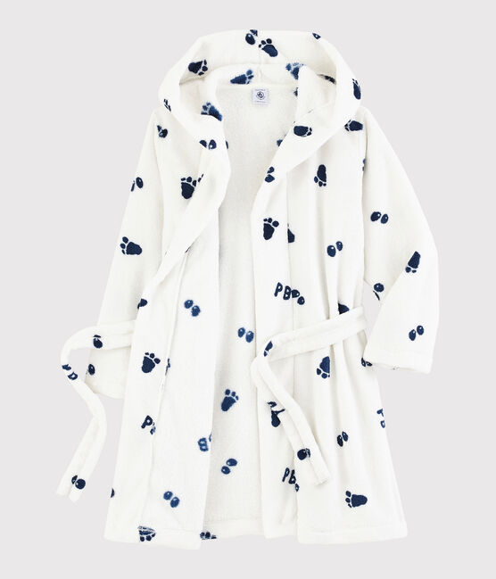 Robe de chambre petit garçon en polaire blanc MARSHMALLOW/bleu MEDIEVAL