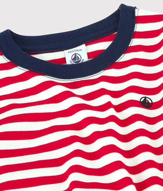 T-shirt manches courtes en coton enfant garçon rouge PEPS/blanc MARSHMALLOW