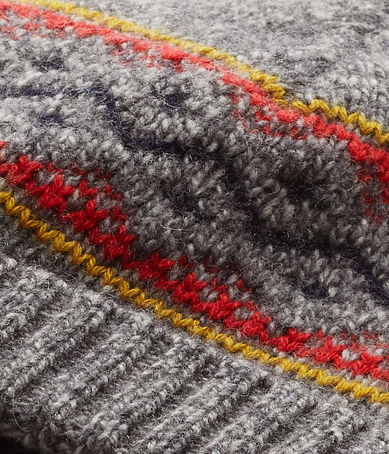 Bonnet garçon en laine mélangée gris SUBWAY/blanc MULTICO