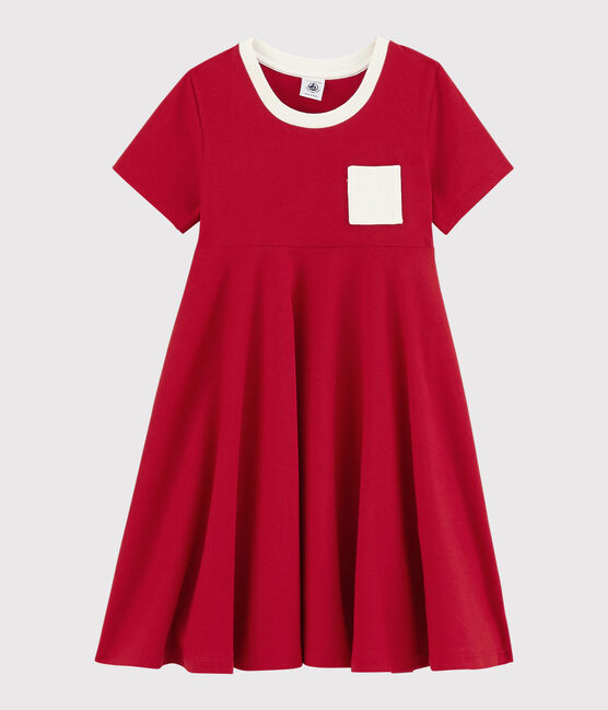 Robe manches courtes en jersey enfant fille rouge TERKUIT