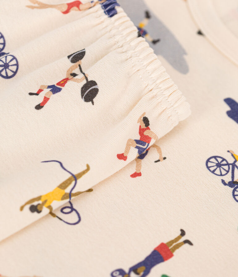 Pyjama short en coton imprim&eacute; multi sports enfant blanc AVALANCHE/ MULTICO